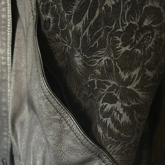 Greg Bell black leather jacket with paisley suede panels. - Picture 5 of 13